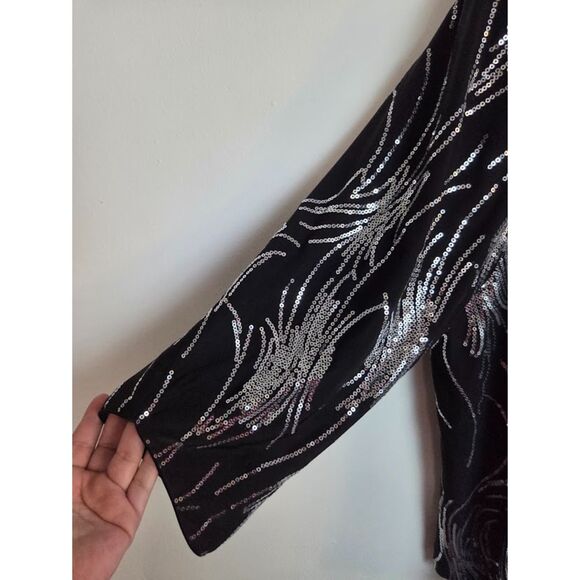 Alex Evenings Black w/Silver Sequins Evening Top/Cardigan Jacket Set size 1X - Picture 7 of 9